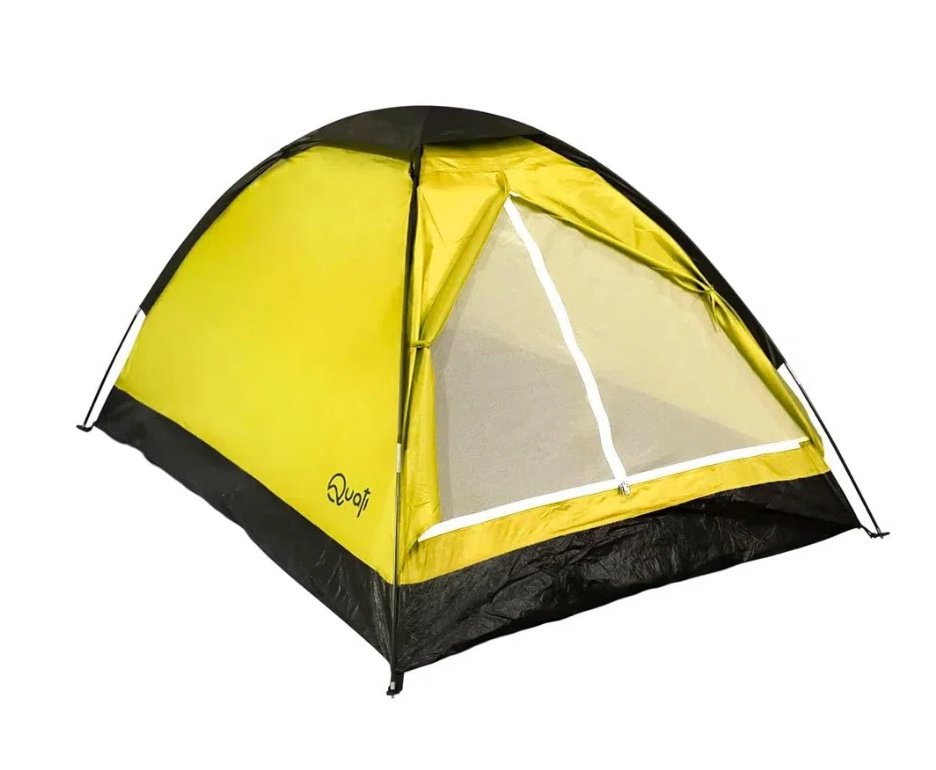 Barraca Camping 2 Pessoas Quati Carajas Amarelo + Colchão Inflável Multiuso Solteiro Com Fole Embutido - Mor