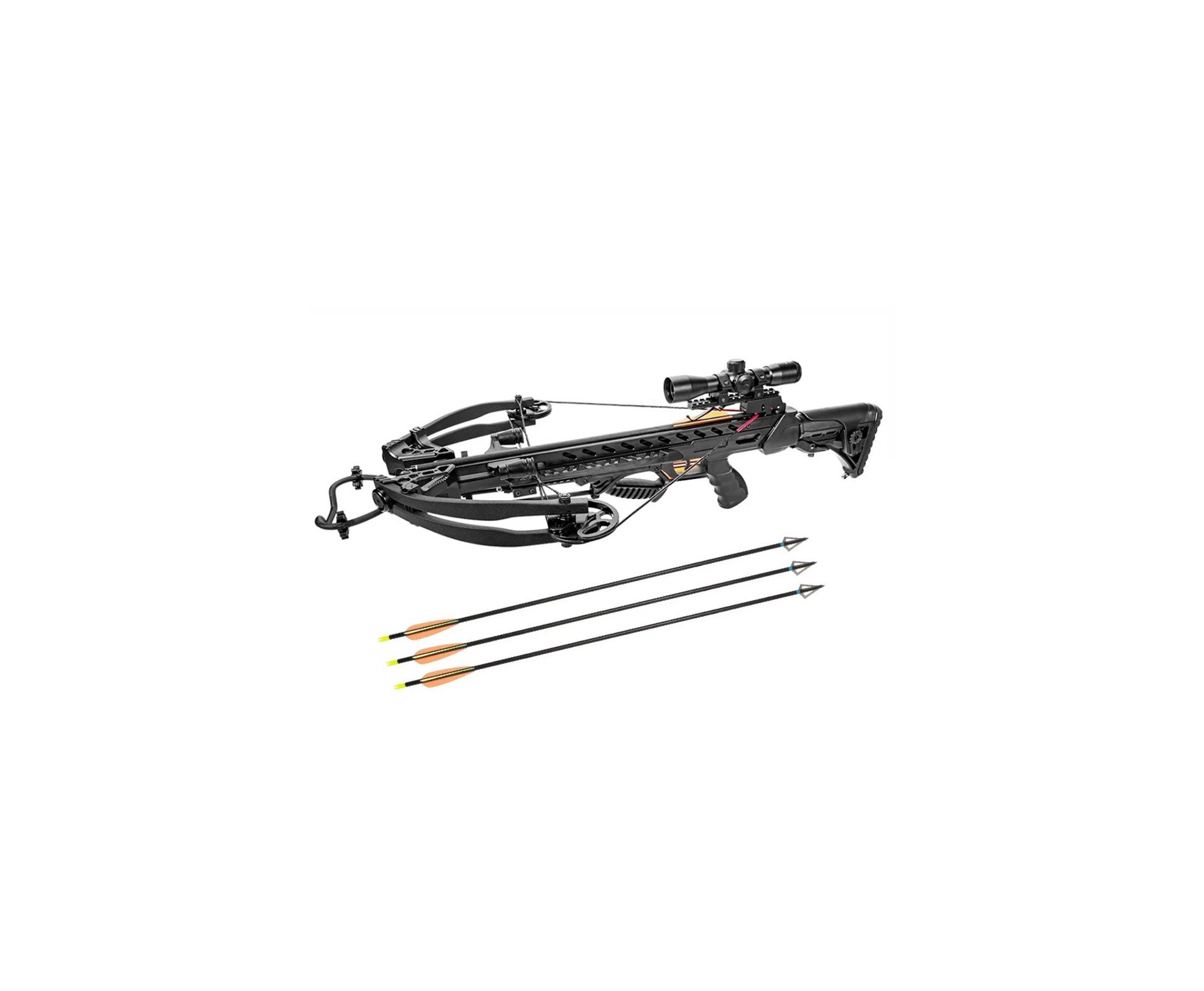 Besta/Balestra Composta Frost Wolf MK-XB56BK 175 LBS - ManKung + 03 Flecha Fibra De Carbono Com Ponta Para Caça 30" - Mankung