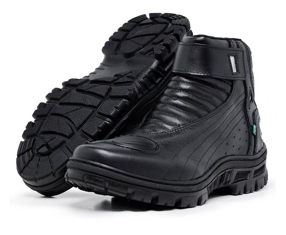 Bota Motociclista Acero Couro Race Preto - Cano Médio
