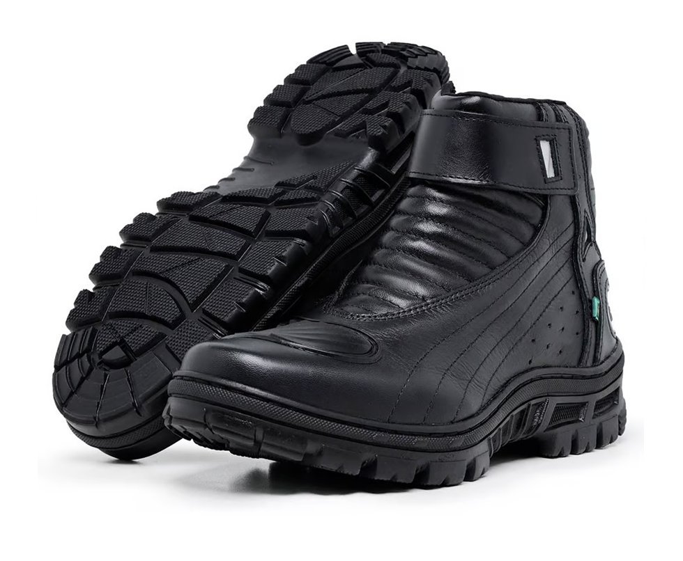 Bota Motociclista Acero Couro Race Preto - Cano Médio