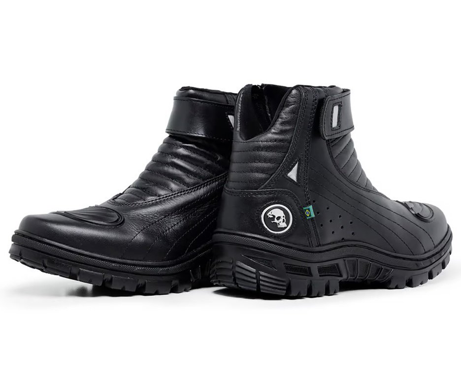 Bota Motociclista Acero Couro Race Preto