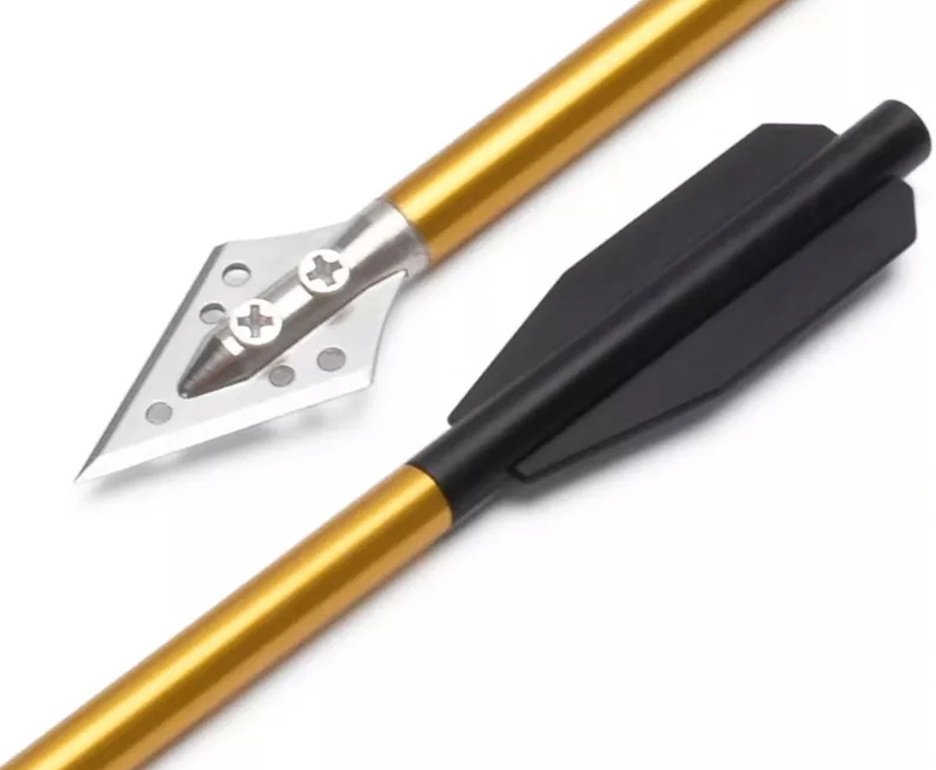Seta de Aluminio Dourado 16cm Ponteria Fixa de Caça 3 un  - Elong