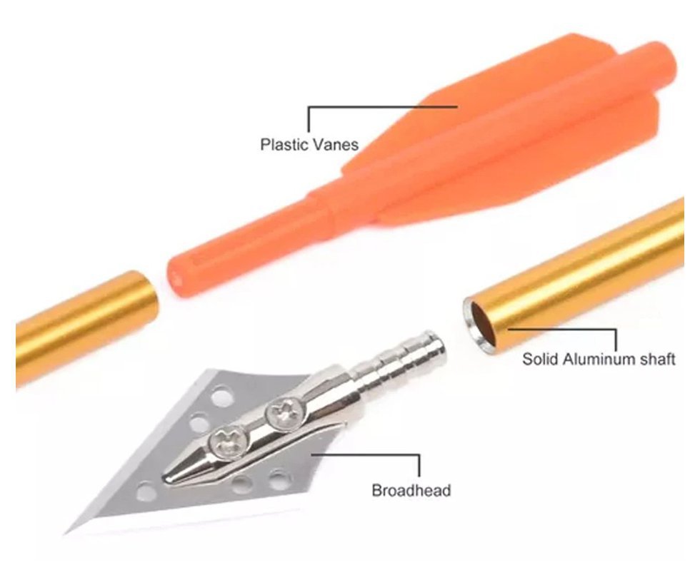 Seta de Aluminio Dourado 16cm Ponteria Fixa de Caça 3 un - Elong