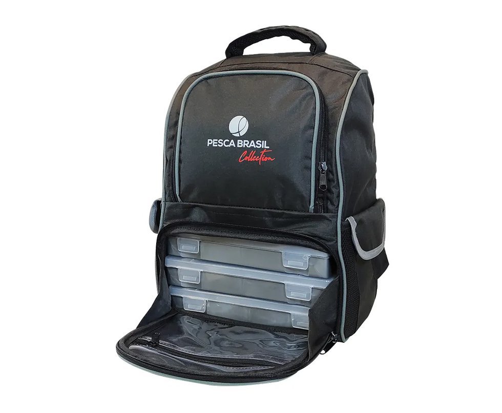 Mochila de pesca Fishing Bag 30L + 3 estojos Pesca Brasil