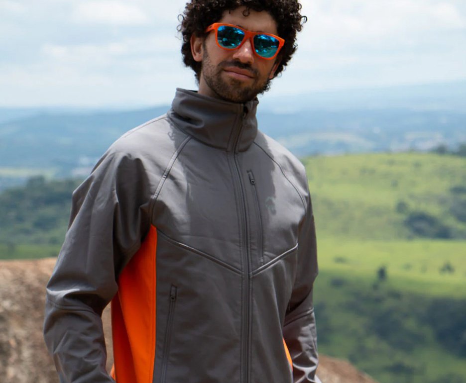 Jaqueta Kailash Softshell Bariloche Masculina Chumbo/Laranja