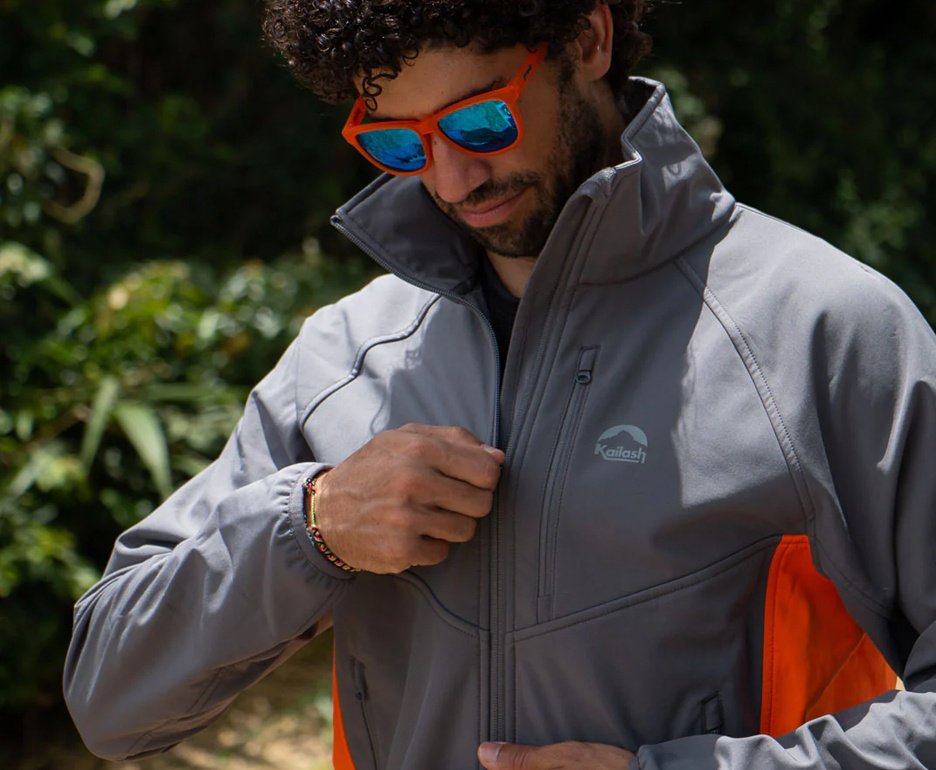 Jaqueta Kailash Softshell Bariloche Masculina Chumbo/Laranja