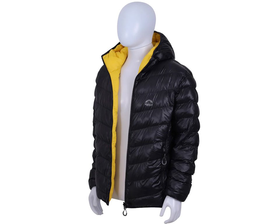 Jaqueta Kailash Puffer Double Patagônia Sintética Masculina Preto/Amarelo