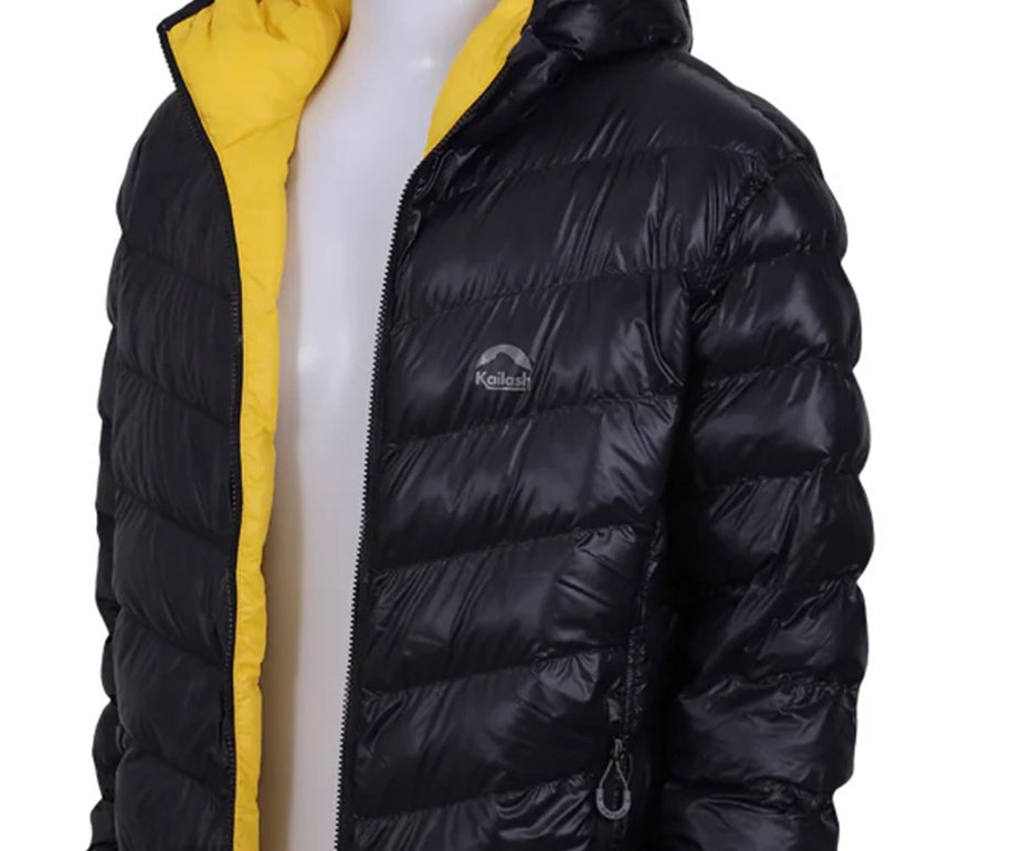 Jaqueta Kailash Puffer Double Patagonia Sintetica Masculina Preto/Amarelo