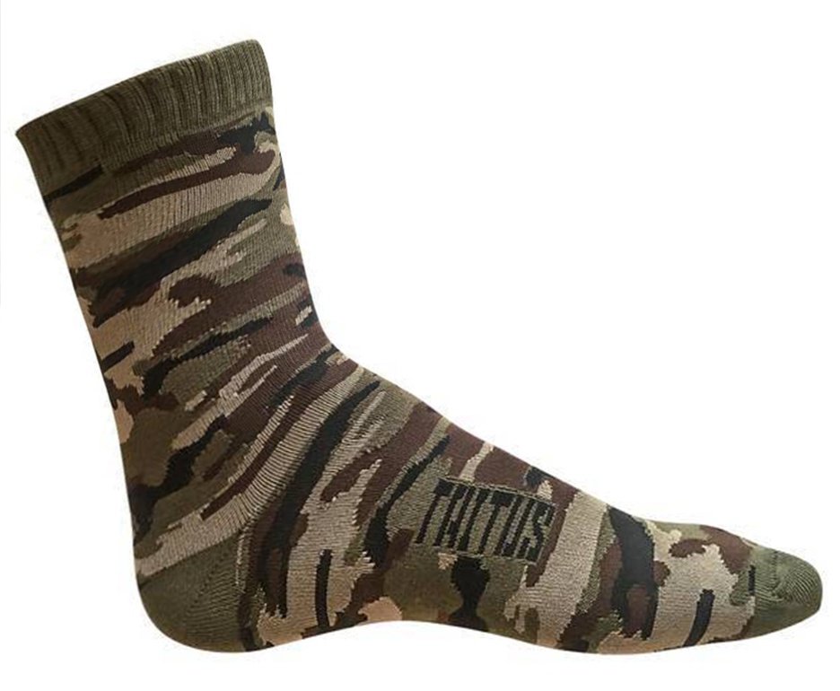 Meia Camuflada Taitus Cano Medio Punho Calcanhar e Dedos Verde Tamanho 39-43