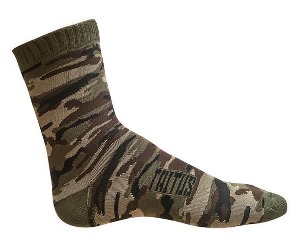 Meia Camuflada Taitus Cano Medio Punho Calcanhar e Dedos Verde Tamanho 39-43