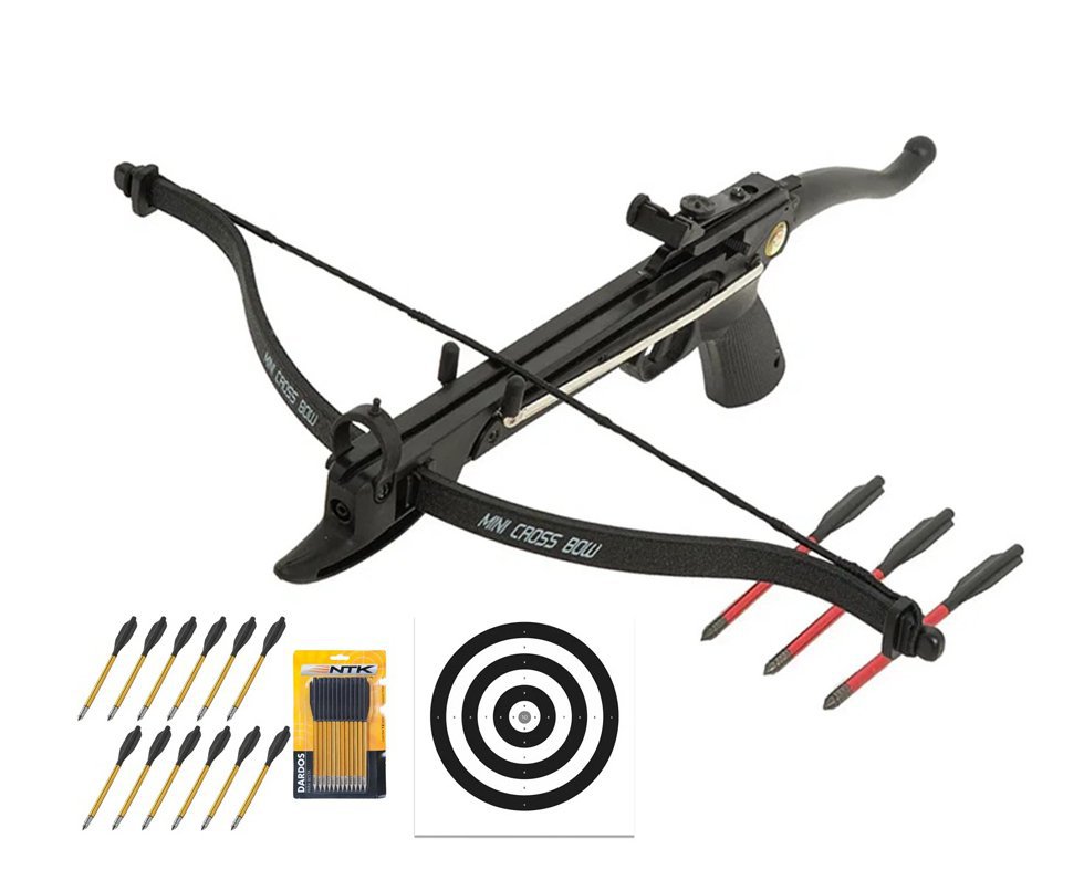Besta / Balestra Recurvo 80lbs Mk-80A4PL Man Kung + Kit 12 Setas de Alumínio + Alvos