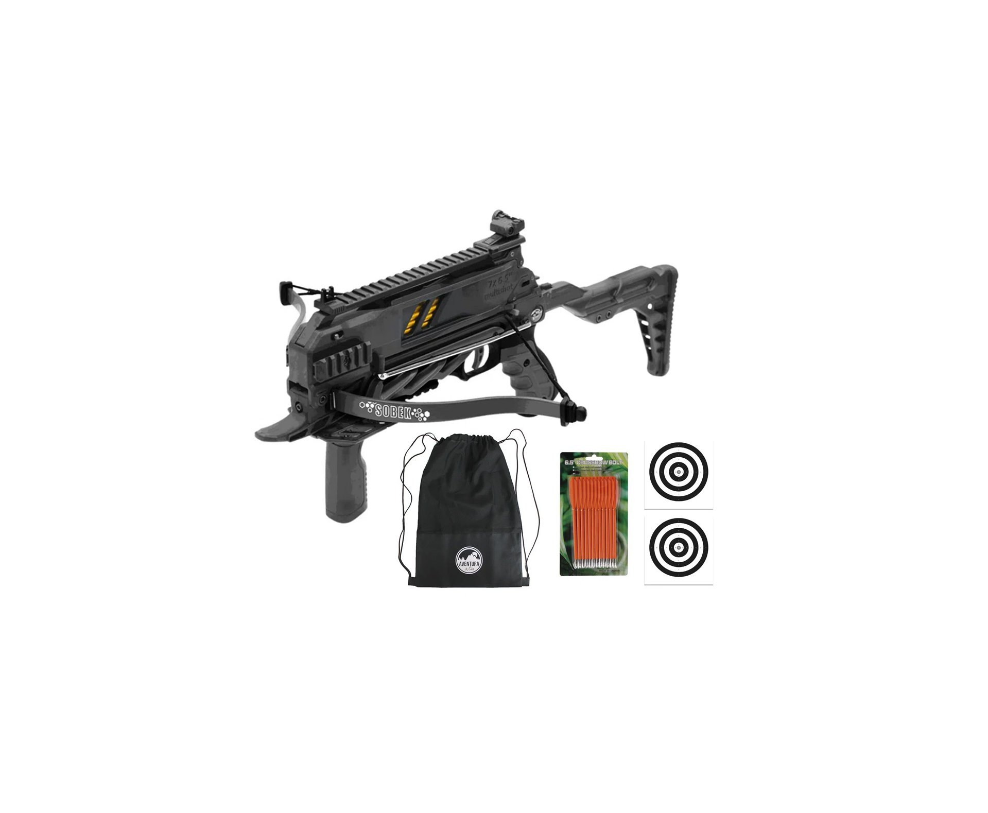 Balestra Besta MK-TCS3-BK 80 Libras com carregador 7 setas - Man Kung + Alvos + Kit Setas + Mochila/Capa