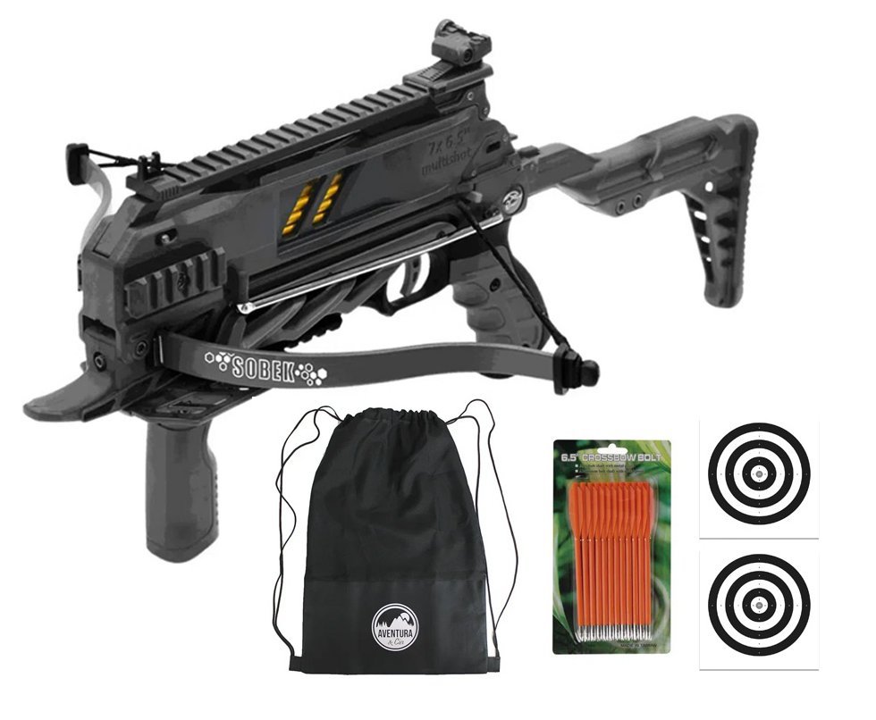 Balestra Besta MK-TCS3-BK 80 Libras com carregador 7 setas - Man Kung + Alvos + Kit Setas + Mochila/Capa