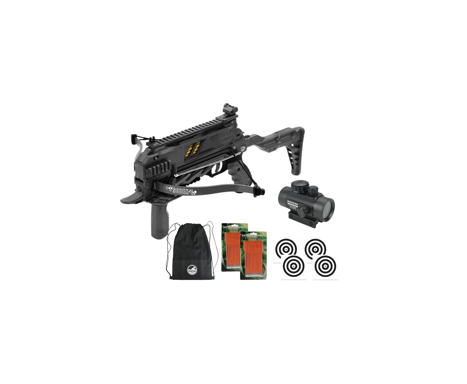 Balestra Besta MK-TCS3-BK 80 Libras com carregador 7 setas - Man Kung + Alvos + Red Dot + Kit Setas + Mochila/Capa
