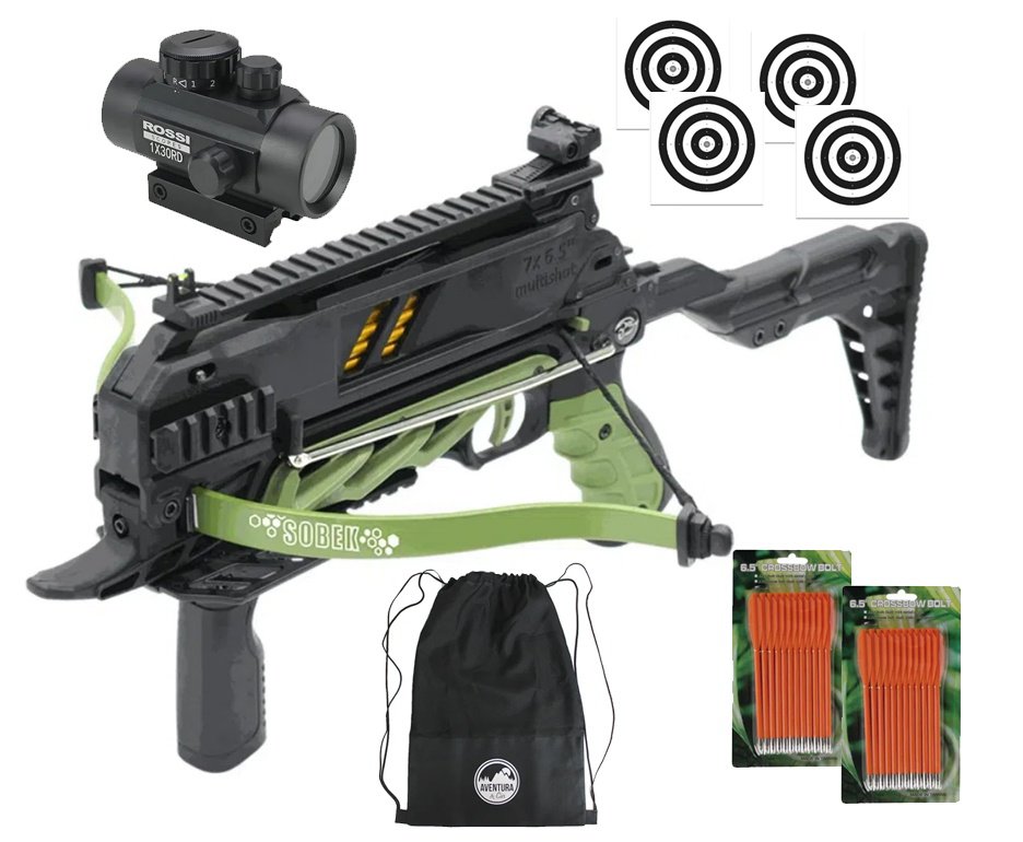 Balestra Besta MK-TCS3-G 80 Libras com carregador 7 setas - Man Kung + Alvos + Red Dot + Kit Setas + Mochila/Capa