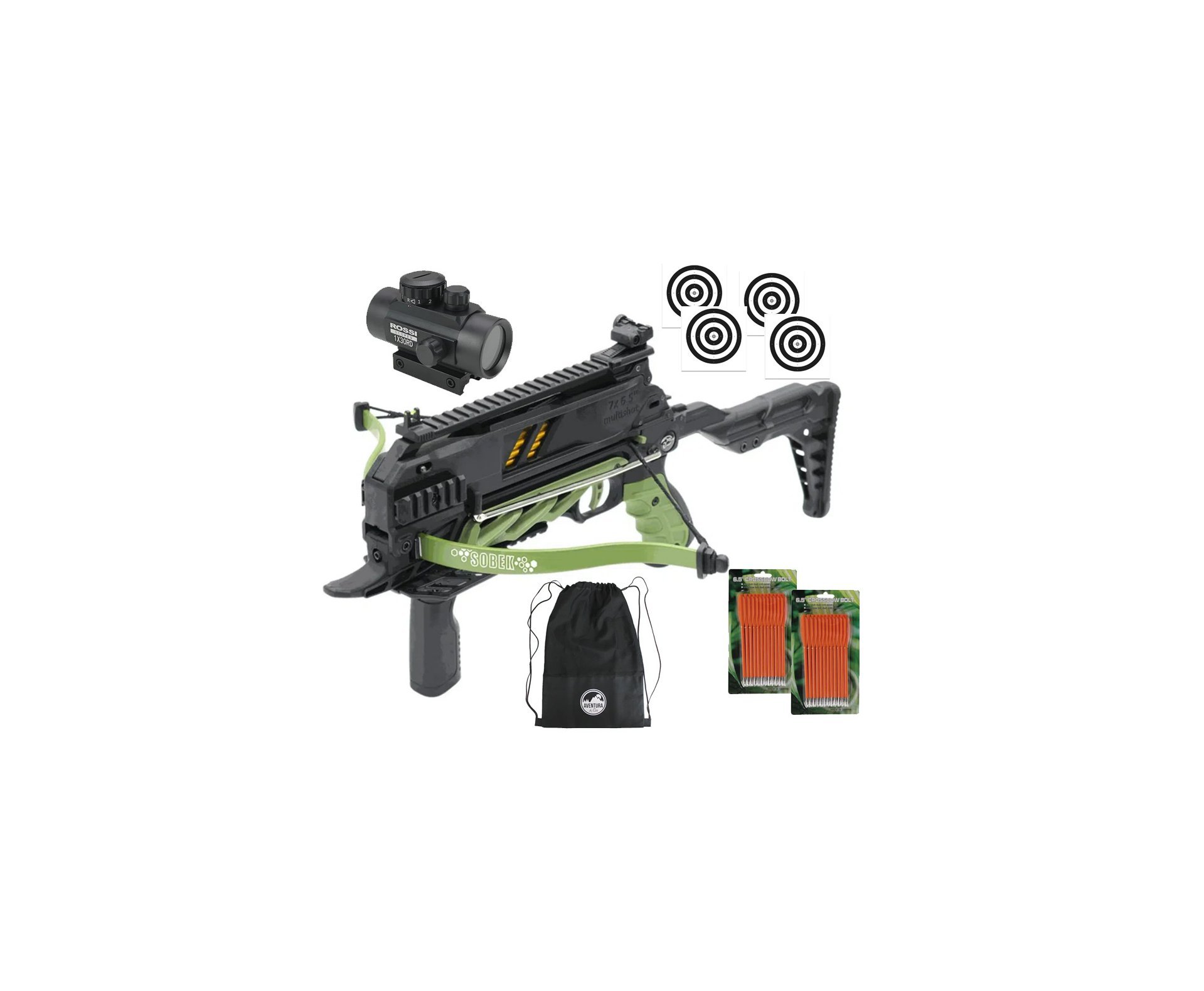 Balestra Besta MK-TCS3-G 80 Libras com carregador 7 setas - Man Kung + Alvos + Red Dot + Kit Setas + Mochila/Capa