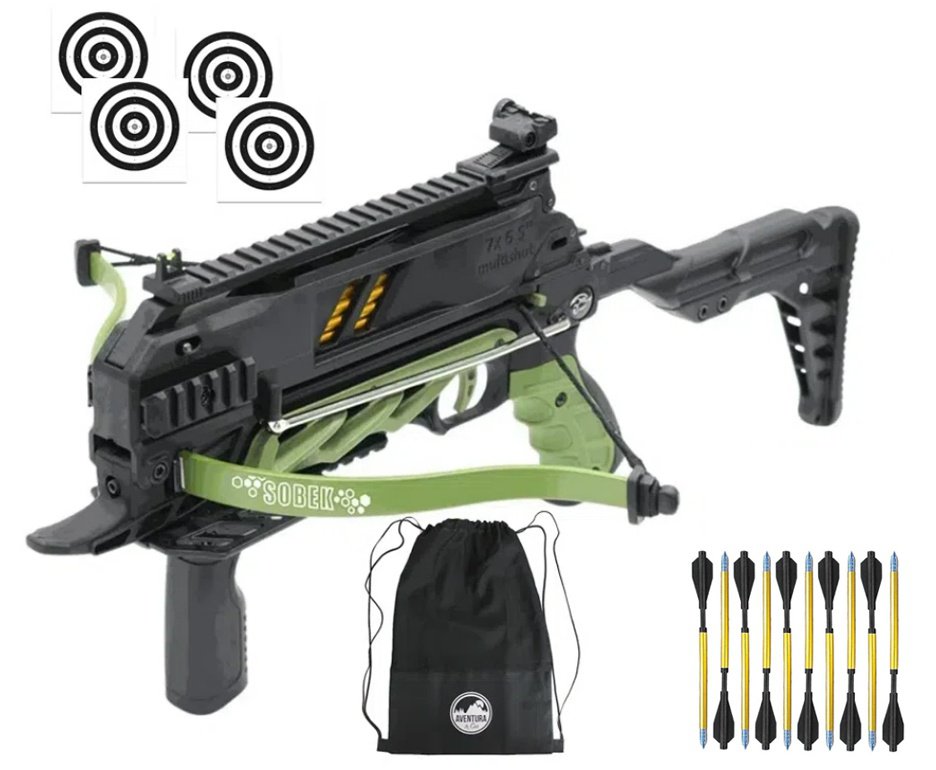 Balestra Besta MK-TCS3-G 80 Libras com carregador 7 setas - Man Kung + Alvos + Kit Setas + Mochila/Capa