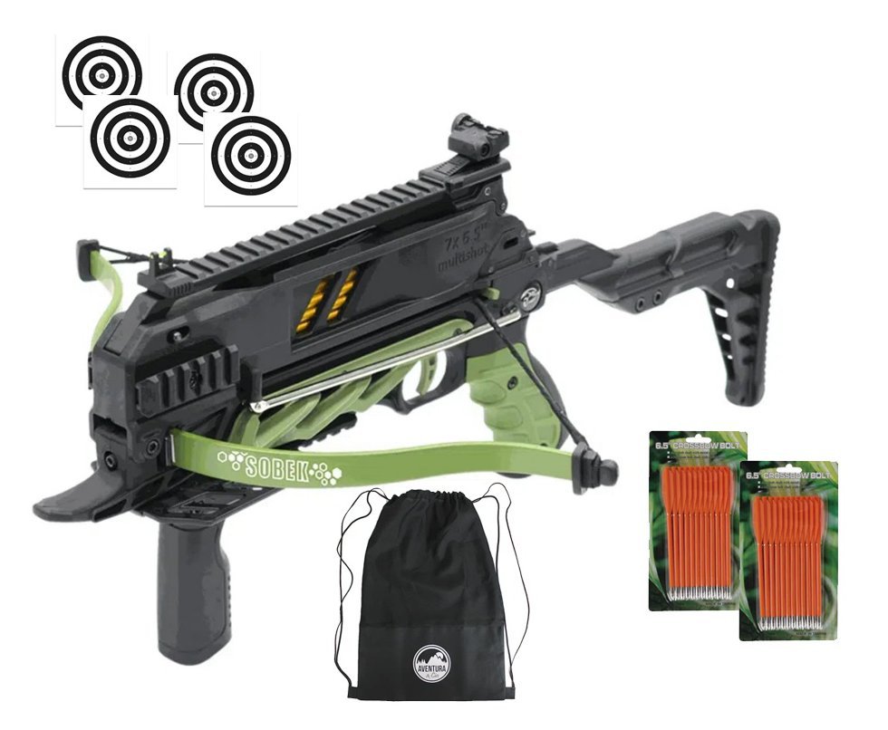 Balestra Besta MK-TCS3-G 80 Libras com carregador 7 setas - Man Kung + Alvos + Kit Setas + Mochila/Capa