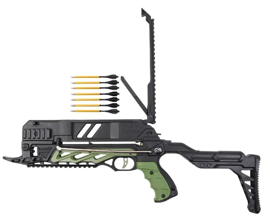 Balestra Besta MK-TCS3-G 80 Libras com carregador 7 setas - Man Kung + Alvos + Red Dot + Kit Setas + Mochila Tática Assault 32L