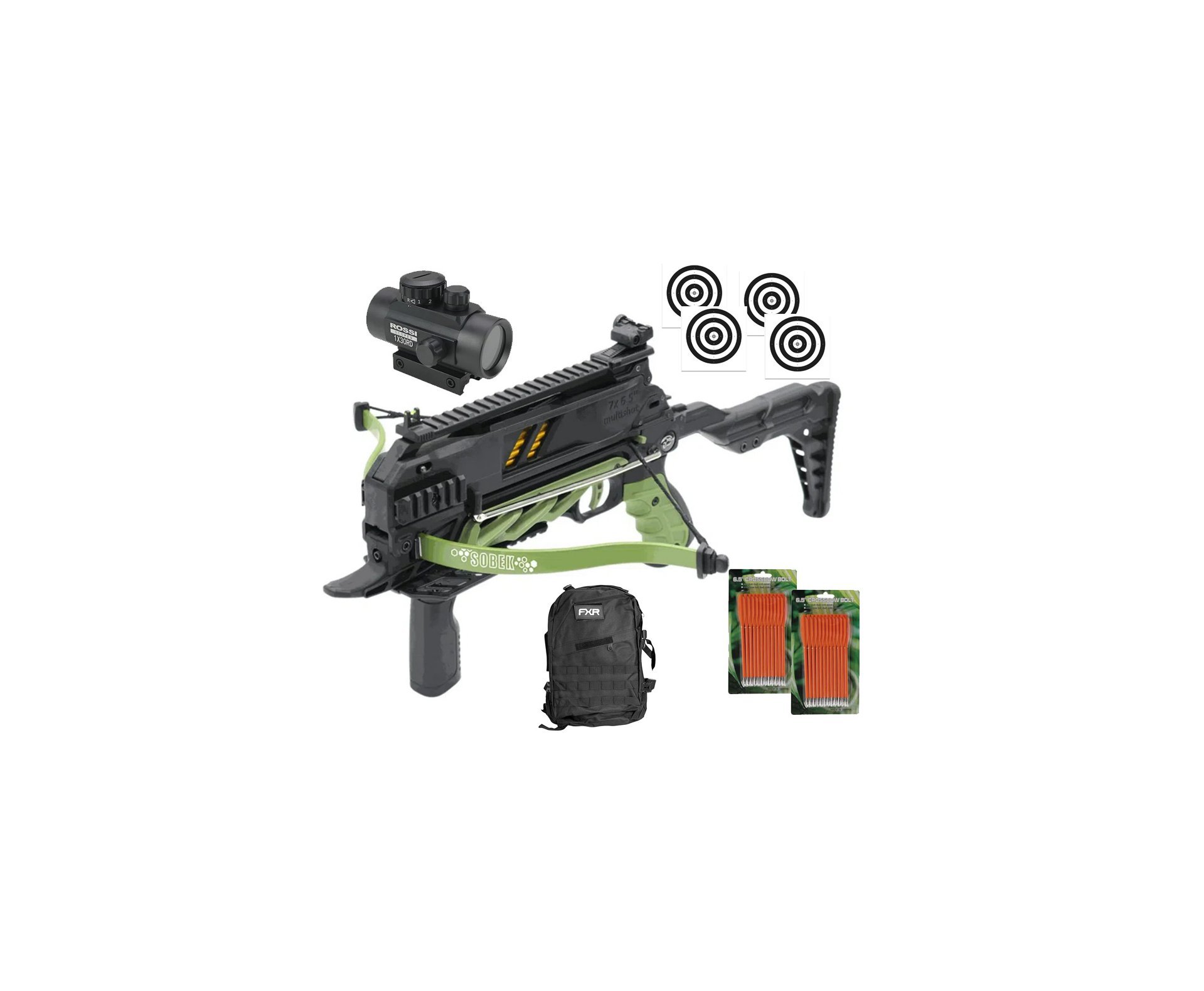 Balestra Besta MK-TCS3-G 80 Libras com carregador 7 setas - Man Kung + Alvos + Red Dot + Kit Setas + Mochila Tática Assault 32L