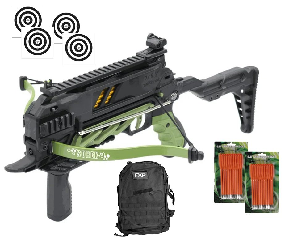 Balestra Besta MK-TCS3-G 80 Libras com carregador 7 setas - Man Kung + Alvos + Kit Setas + Mochila Tática Assault 32L