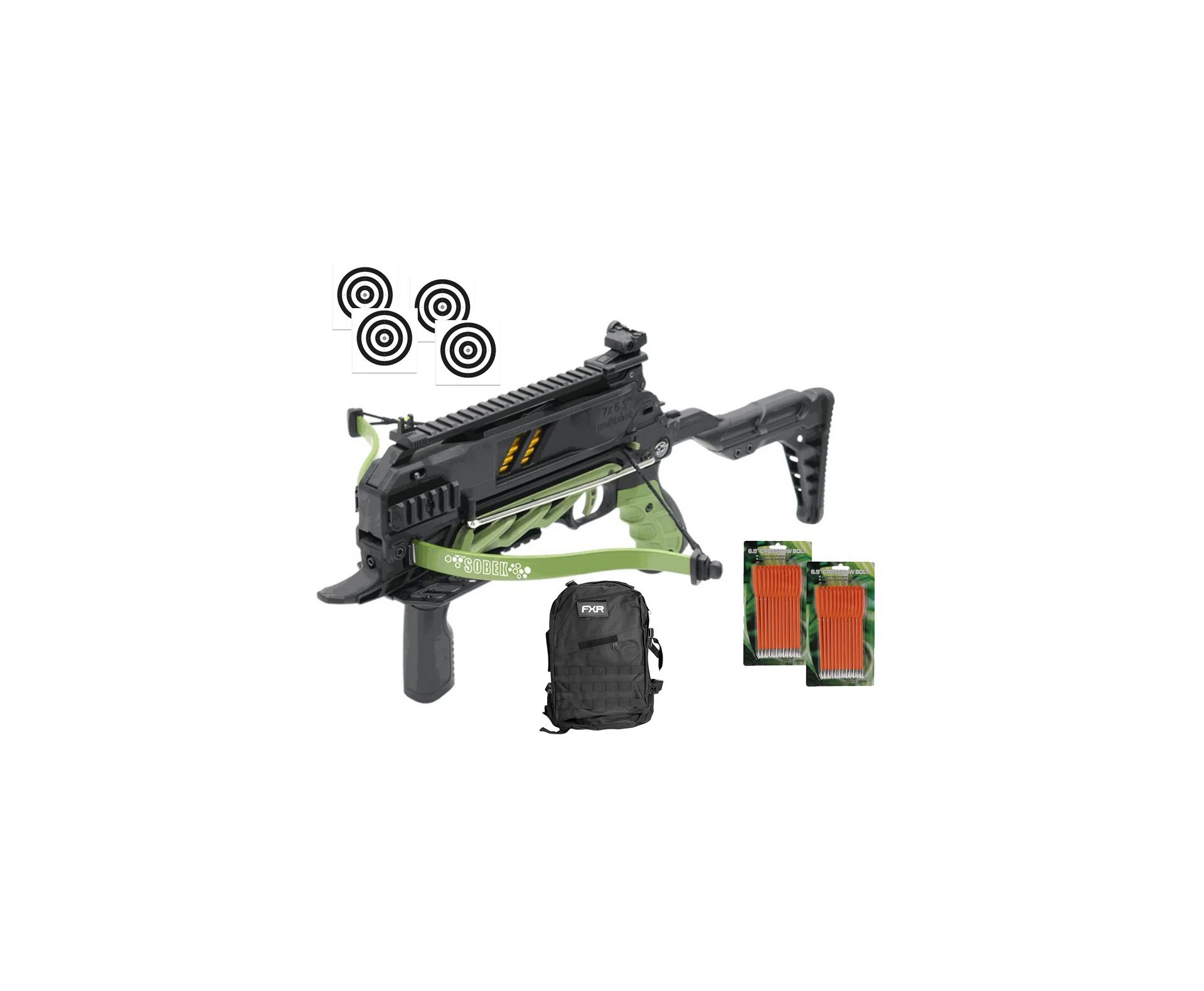 Balestra Besta MK-TCS3-G 80 Libras com carregador 7 setas - Man Kung + Alvos + Kit Setas + Mochila Tática Assault 32L