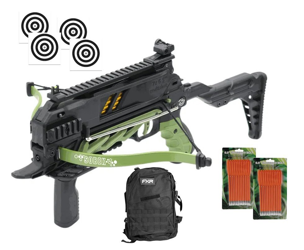 Balestra Besta MK-TCS3-G 80 Libras com carregador 7 setas - Man Kung + Alvos + Kit Setas + Mochila Tática Assault 32L