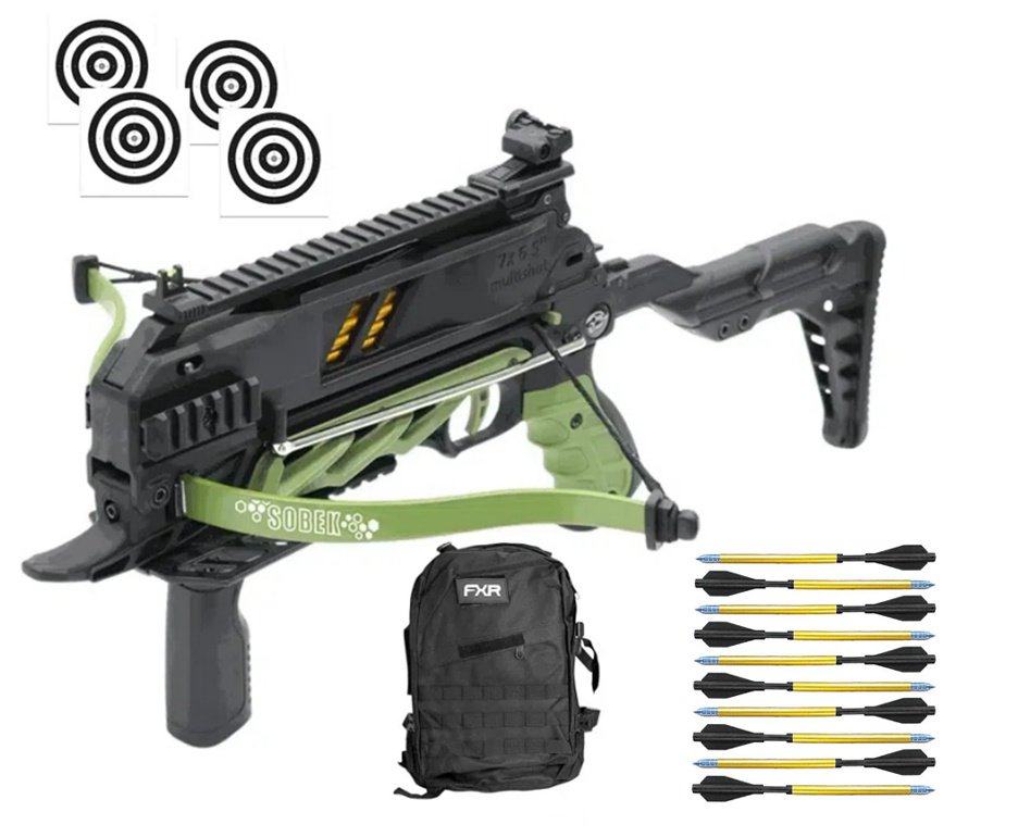 Balestra Besta MK-TCS3-G 80 Libras com carregador 7 setas - Man Kung + Alvos + Kit Setas + Mochila Tática Assault 32L