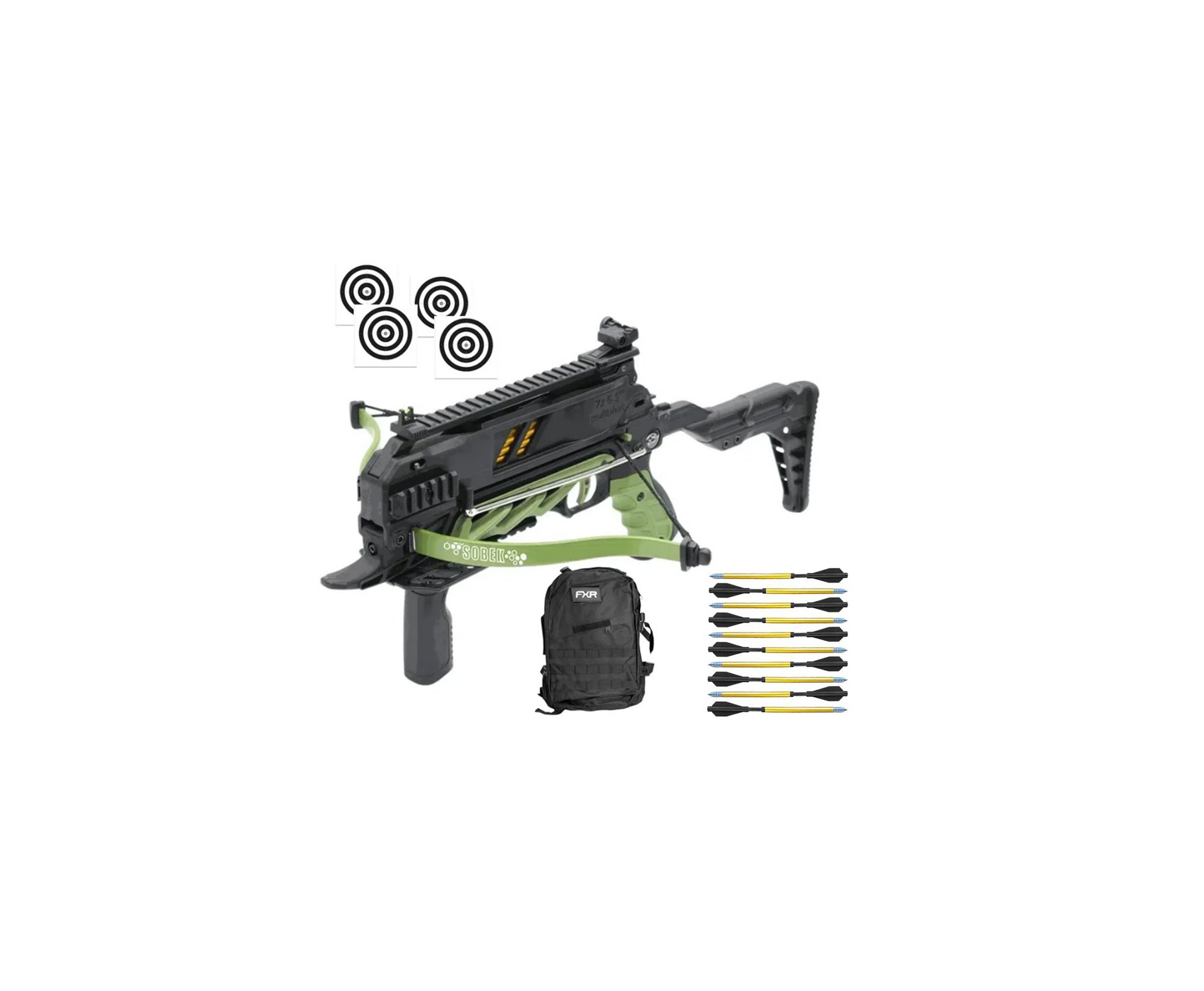 Balestra Besta MK-TCS3-G 80 Libras com carregador 7 setas - Man Kung + Alvos + Kit Setas + Mochila Tática Assault 32L