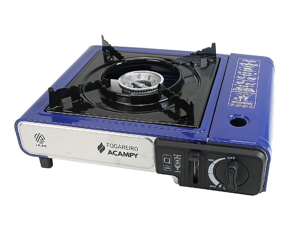 Fogareiro Portátil Acampy para Cozinha e Camping Azul - Leão