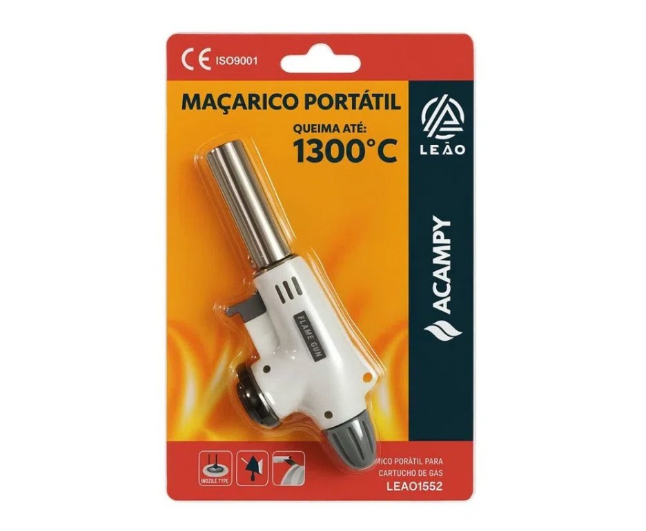 Maçarico Portátil Fame Gun Gourmet, cozinha, camping - Acampy + Refil Gás