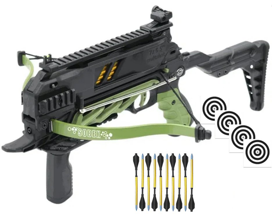 Balestra Besta MK-TCS3-G 80 Libras com carregador 7 setas - Man Kung + Alvos + Kit Setas