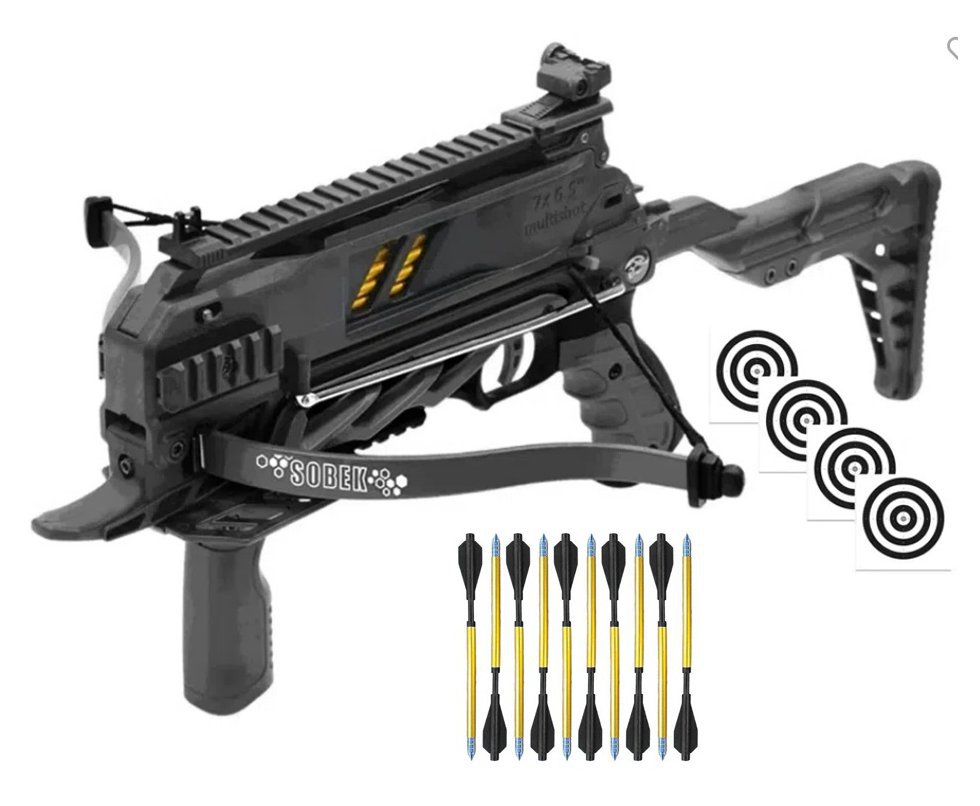 Balestra Besta MK-TCS3-BK 80 Libras com carregador 7 setas - Man Kung + Alvos + Kit Setas