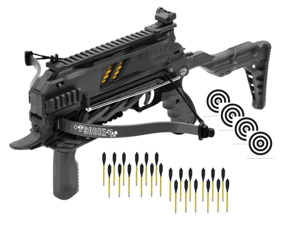 Balestra Besta MK-TCS3-BK 80 Libras com carregador 7 setas - Man Kung + Alvos + Kit Setas