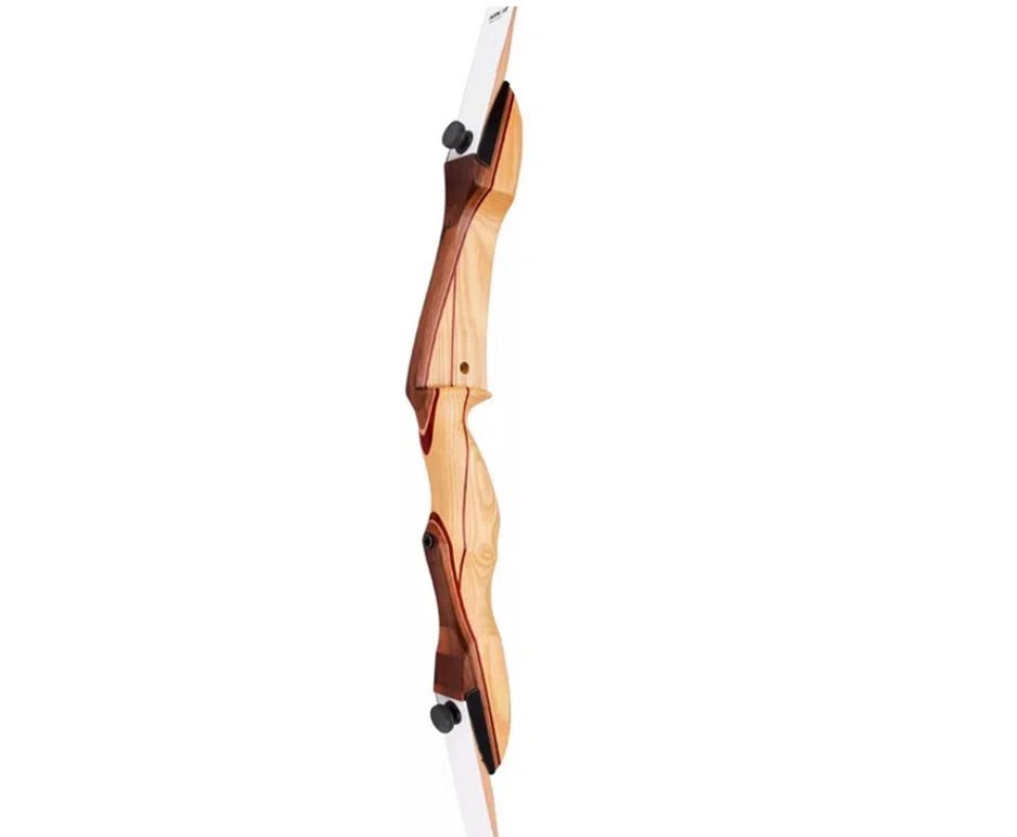 Arco Recurvo de Madeira 70'' / 30LBS Destro - Nika Archery + 3 Flechas De Fibra Vidro 30" + Cera Lubrificante