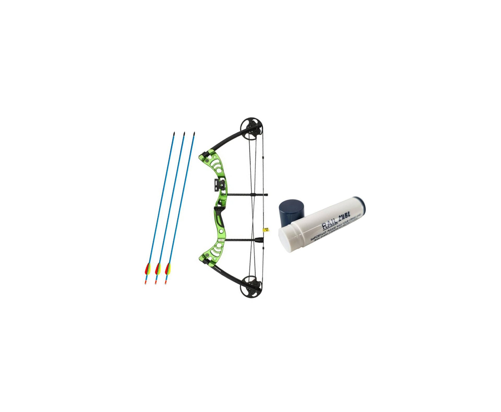Arco Composto 30-55 Lbs Verde Mk-cb50g - Man Kung + 3 Flechas de Alumínio 30" + Cera Lubrificante