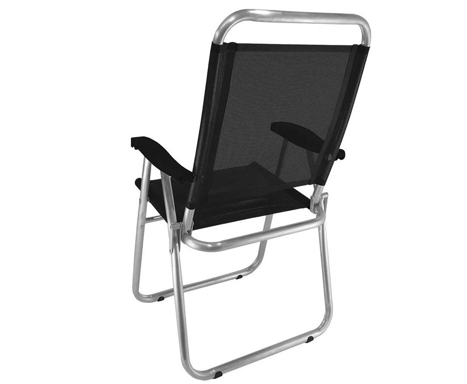 Cadeira de Praia Aluminio Cancun Plus Capacidade Até 120 KG Zaka - Preta