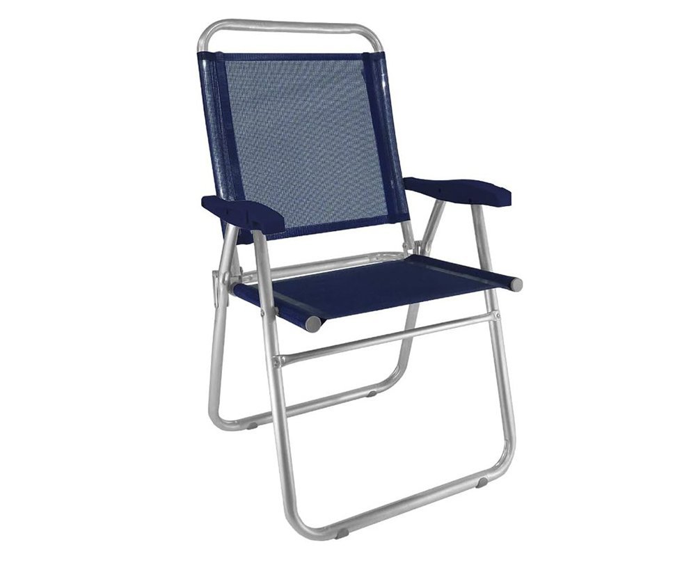 Cadeira de Praia Aluminio Cancun Plus Capacidade Até 120 KG Zaka - Azul Marinho