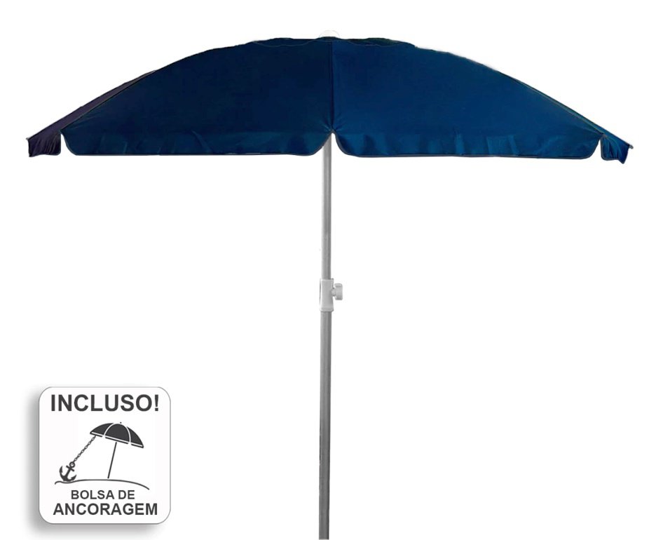 Guarda Sol Poliéster UV50+ Alumínio 2,50 x 2,5m Azul Marinho - Zaka