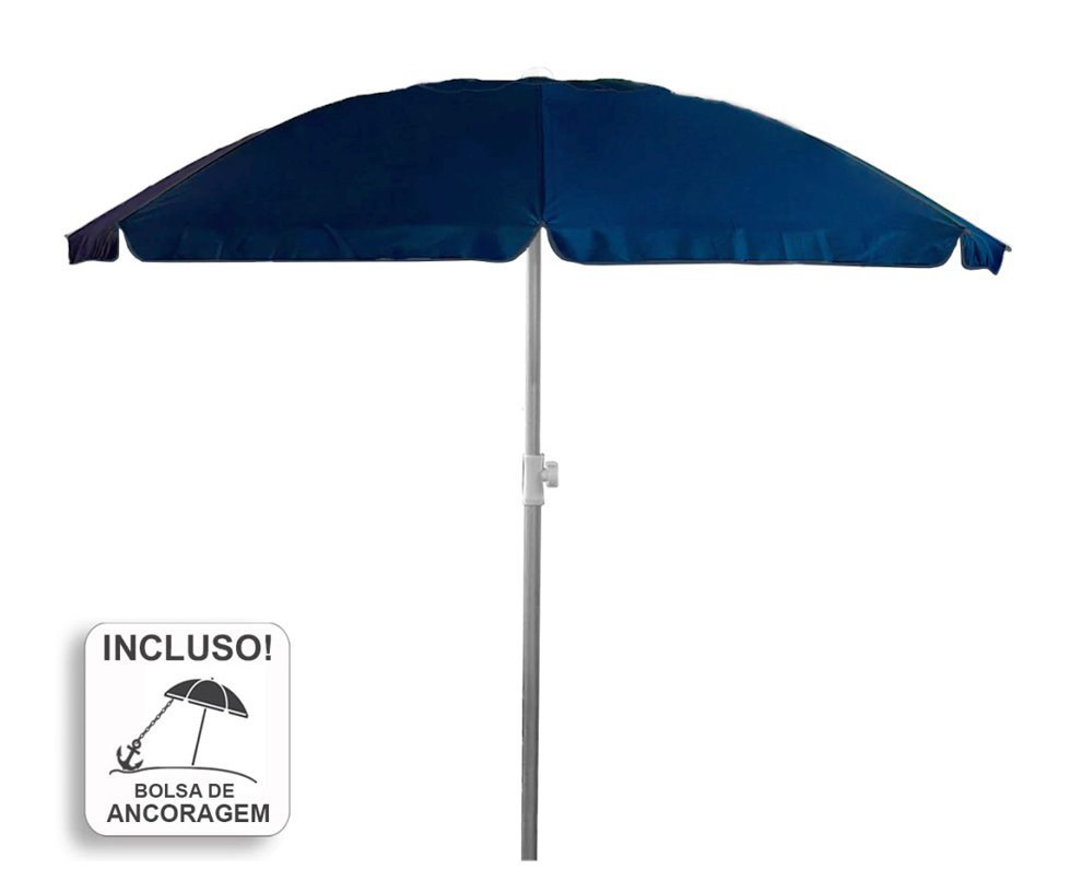 Guarda Sol Poliéster UV50+ Alumínio 2,50 x 2,5m Azul Marinho - Zaka