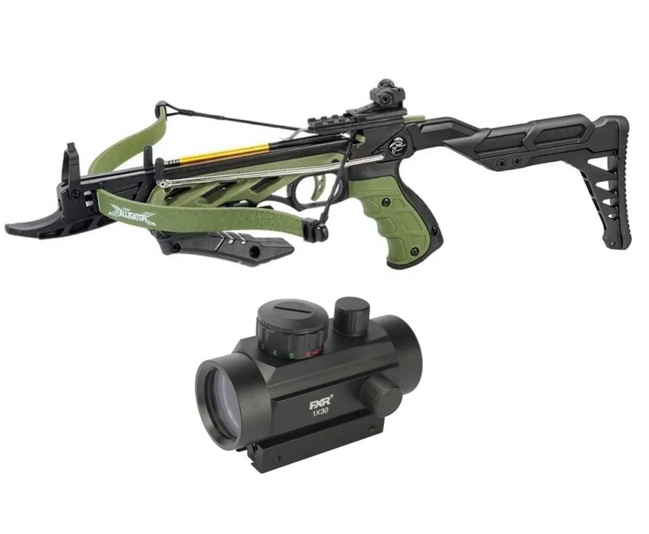 Besta balestra Recurvo Pistola Alligator TCS2- G 80 Lbs - Man Kung + Red Dot 1x30