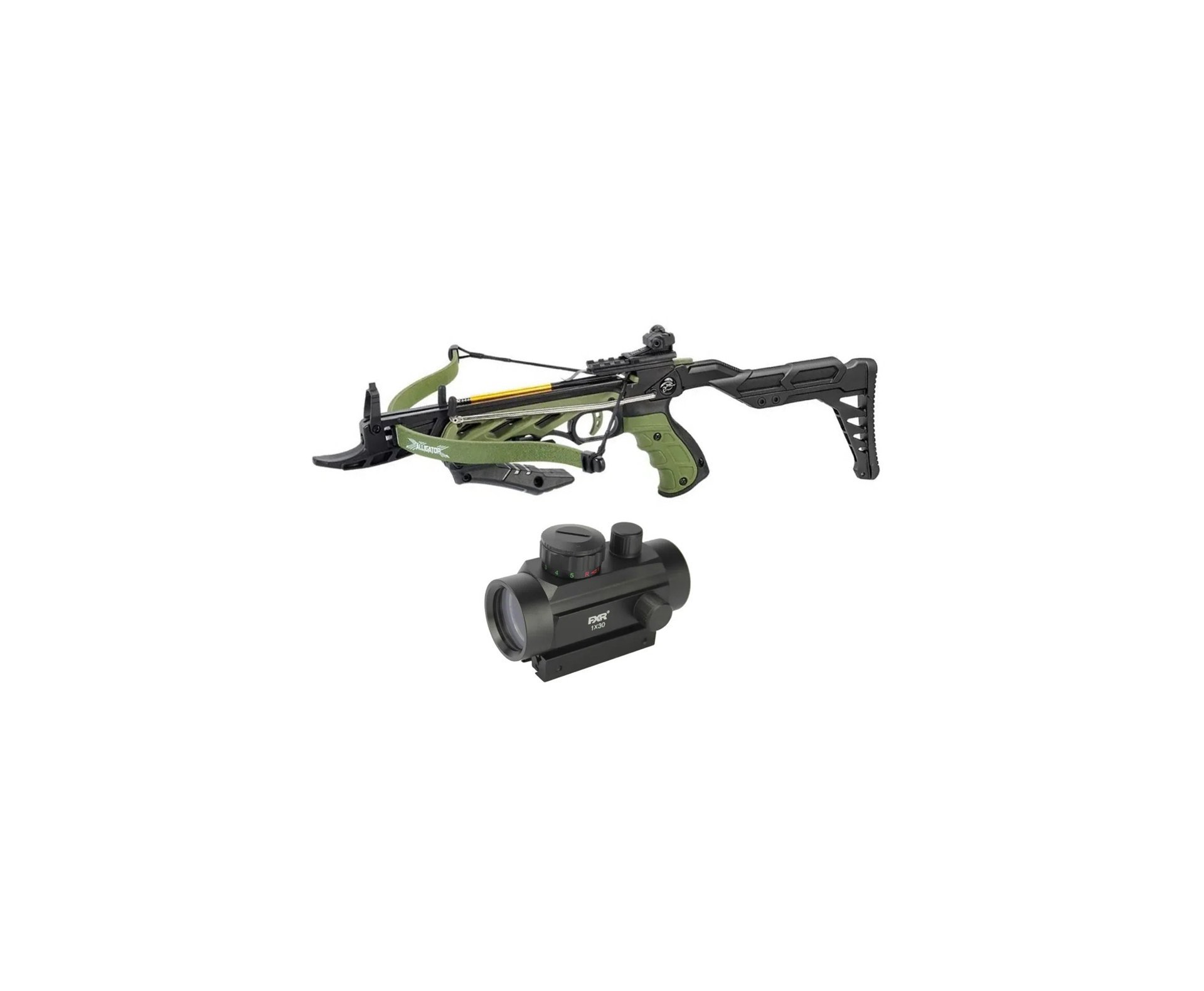 Besta balestra Recurvo Pistola Alligator TCS2- G 80 Lbs - Man Kung + Red Dot 1x30