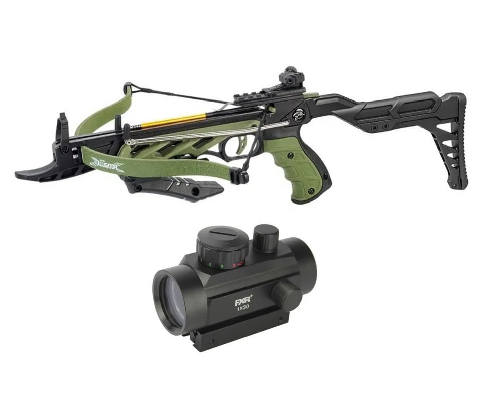 Besta balestra Recurvo Pistola Alligator TCS2- G 80 Lbs - Man Kung + Red Dot 1x30