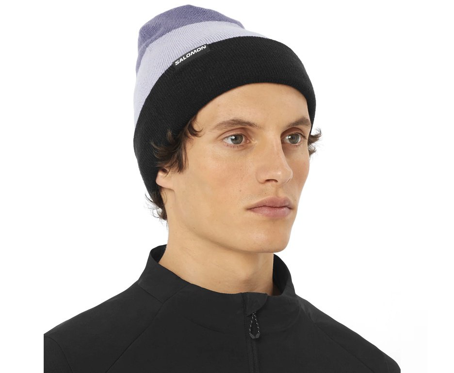 Gorro Dupla Face Salomon Flatspin Preto/Lilas/Azul Granito