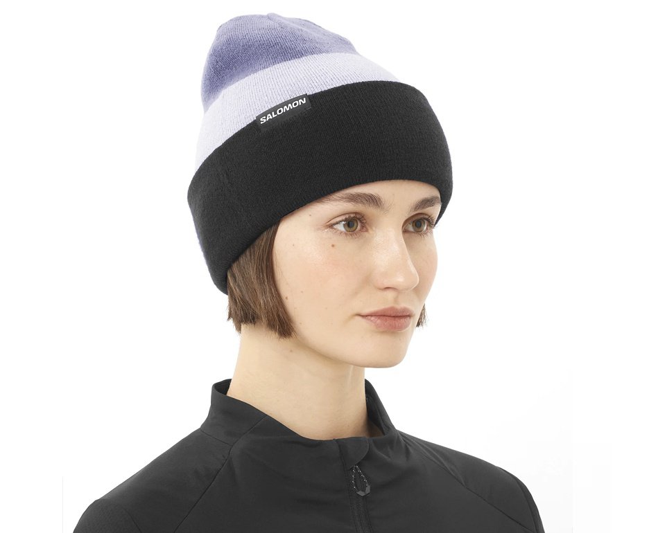 Gorro Dupla Face Salomon Flatspin Preto/Lilas/Azul Granito