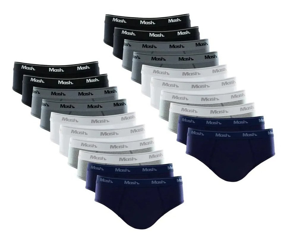 Kit 20 Cuecas Mash Slip Algodão Sortido AZ/BR/CZ/GR/PT