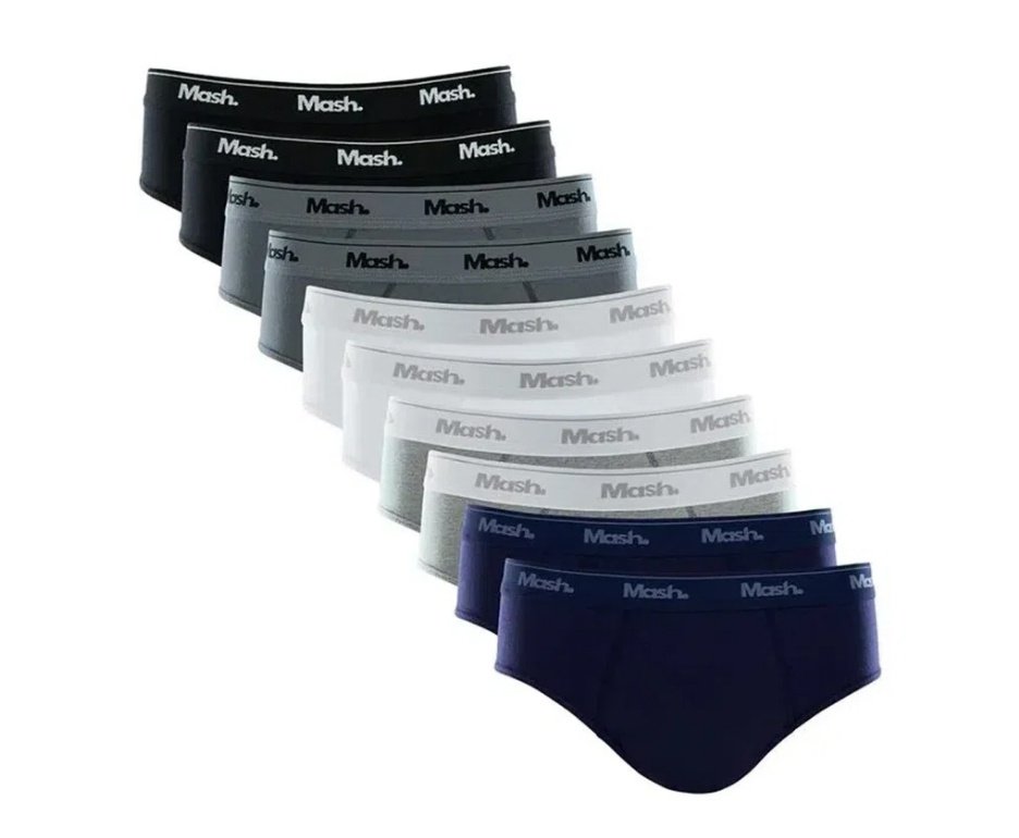 Kit 40 Cuecas Mash Slip Algodão Sortido AZ/BR/CZ/GR/PT  - TAM M