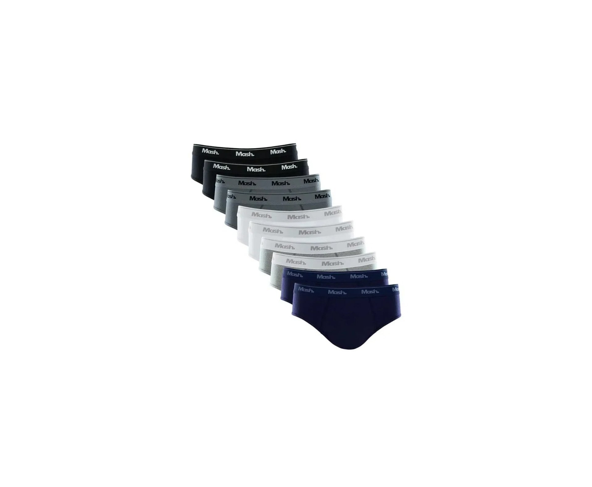 Kit 20 Cuecas Mash Slip Algodão Sortido AZ/BR/CZ/GR/PT - TAM G