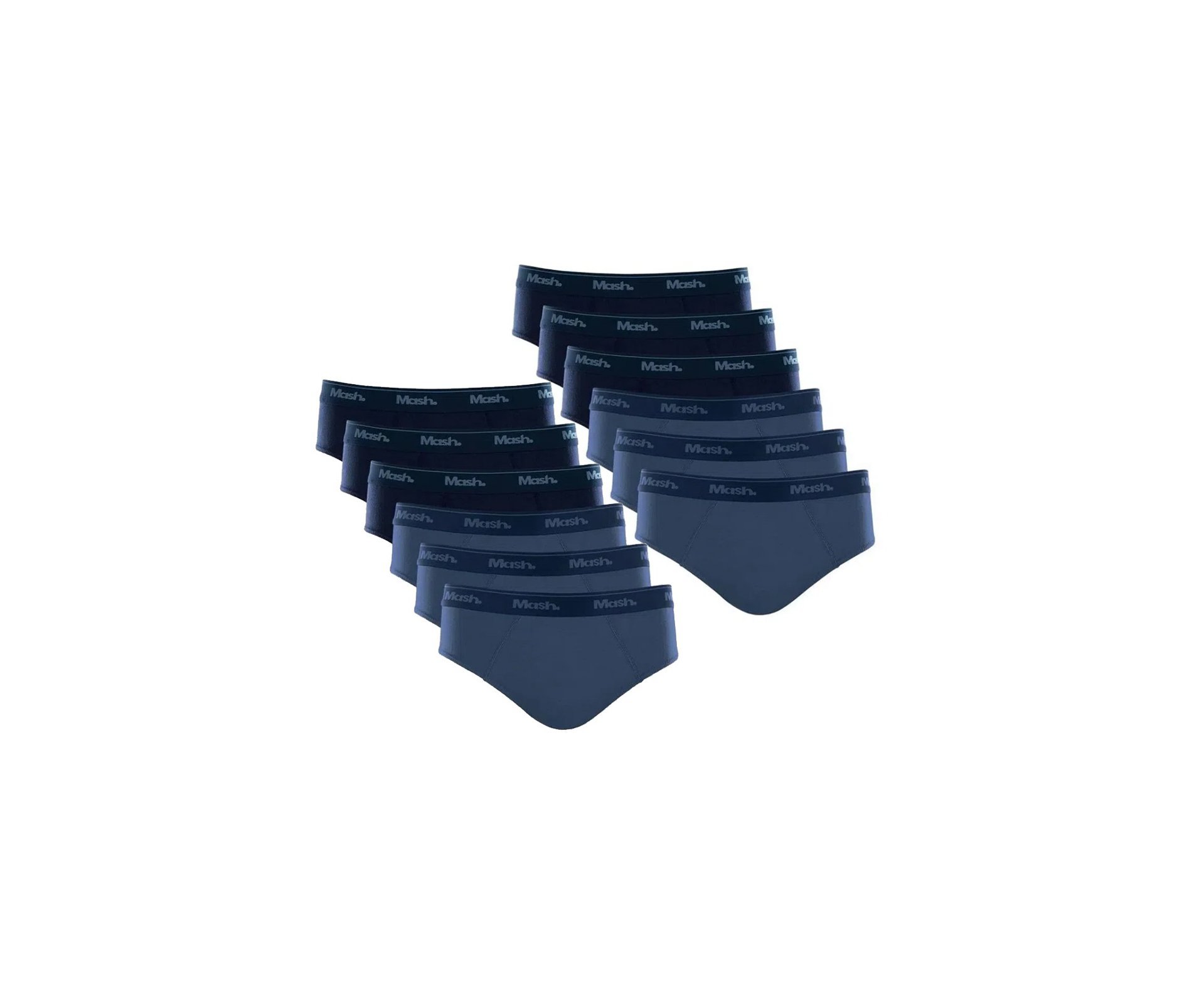 Kit 12 Cuecas Slip Algodão Mash Original - Azul - TAM G