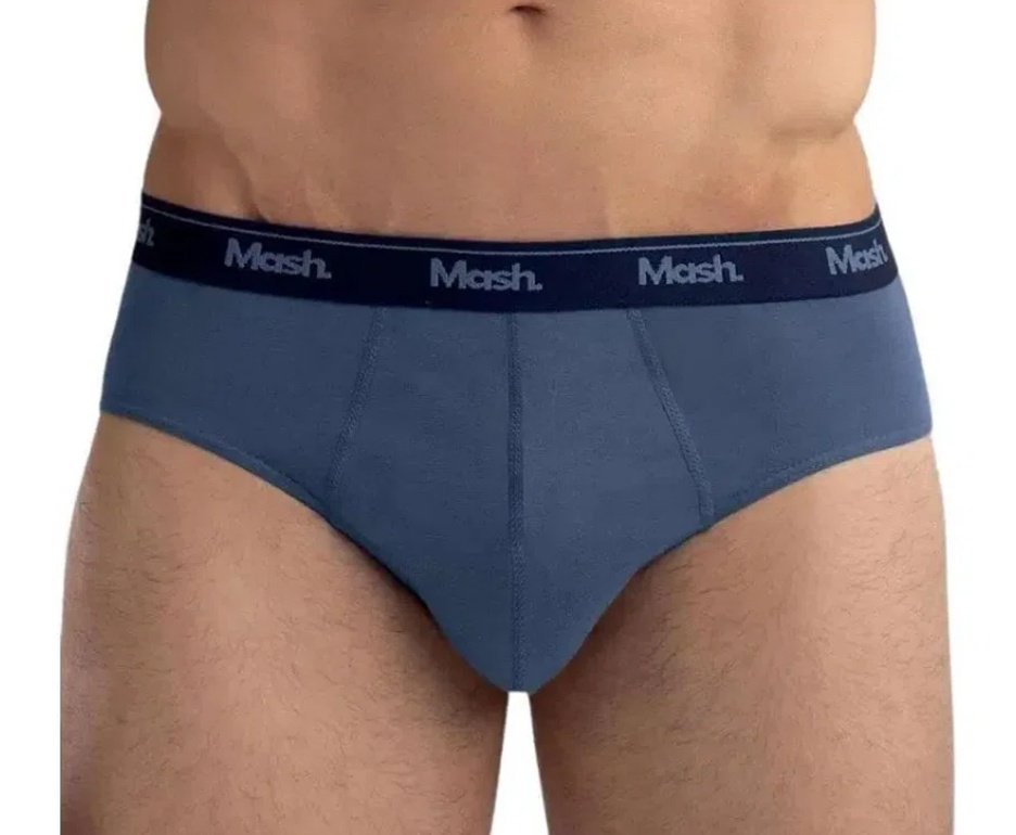 Kit 18 Cuecas Slip Algodão Mash Original - Azul - TAM G